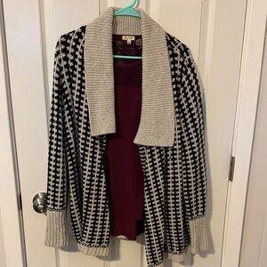 Cozy Black and Tan Sweater Cardigan